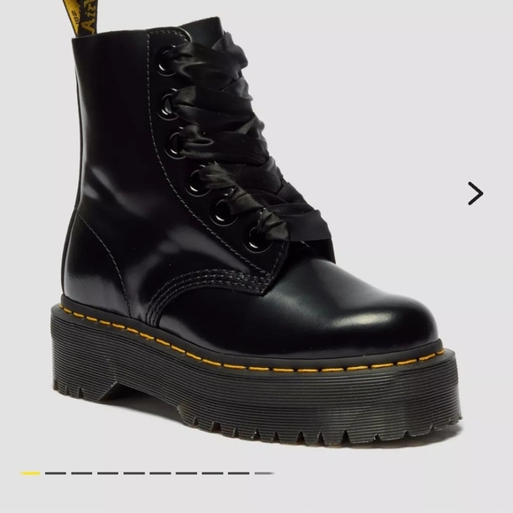 Dr. Martens Shoes - Dr. Martens Shiny Black Platform Combat Boots